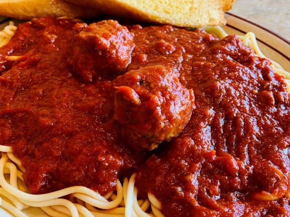 Order Plant-Based Spaghetti & Meatballs (Vegan) food online from Broadway Bar & Pizza store, Rogers on bringmethat.com