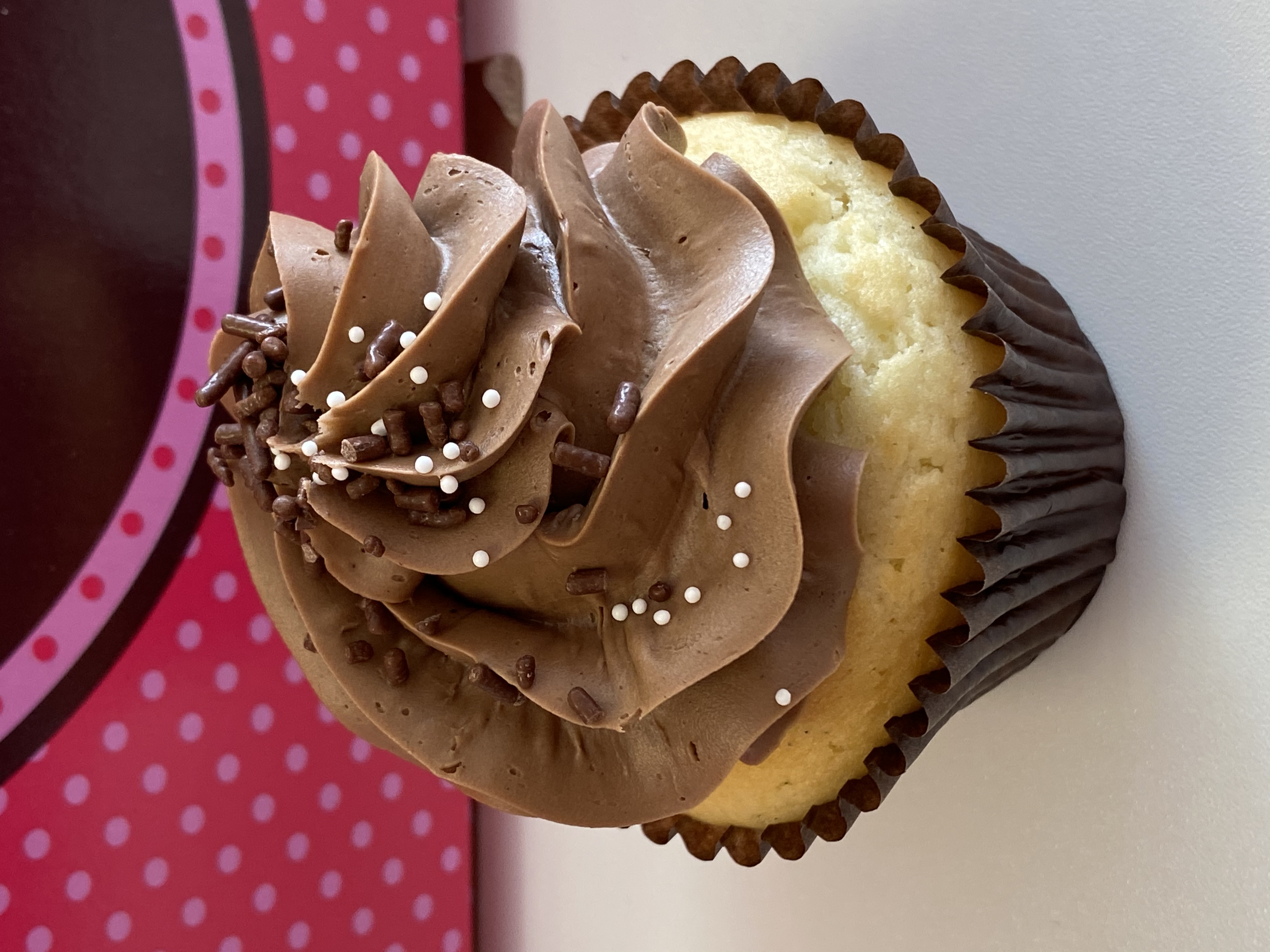 Order Vanilla and Chocolate Gluten Free Friendly Cupcake food online from Smallcakes store, Richmond on bringmethat.com