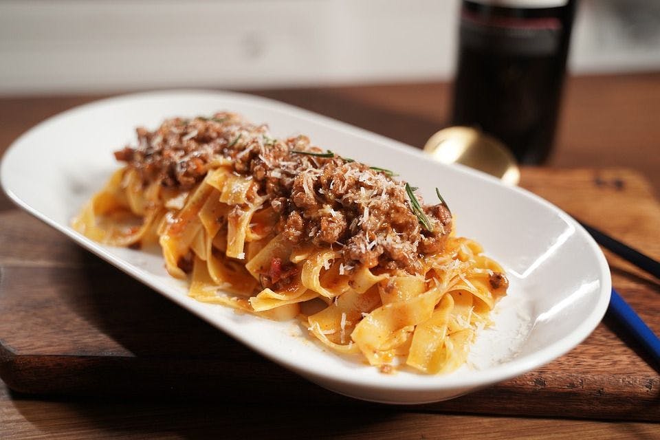 Order Pasta with Meat Sauce - Pasta food online from Pomodoro Rosso Pizza & Italian store, Atlantic Highlands on bringmethat.com