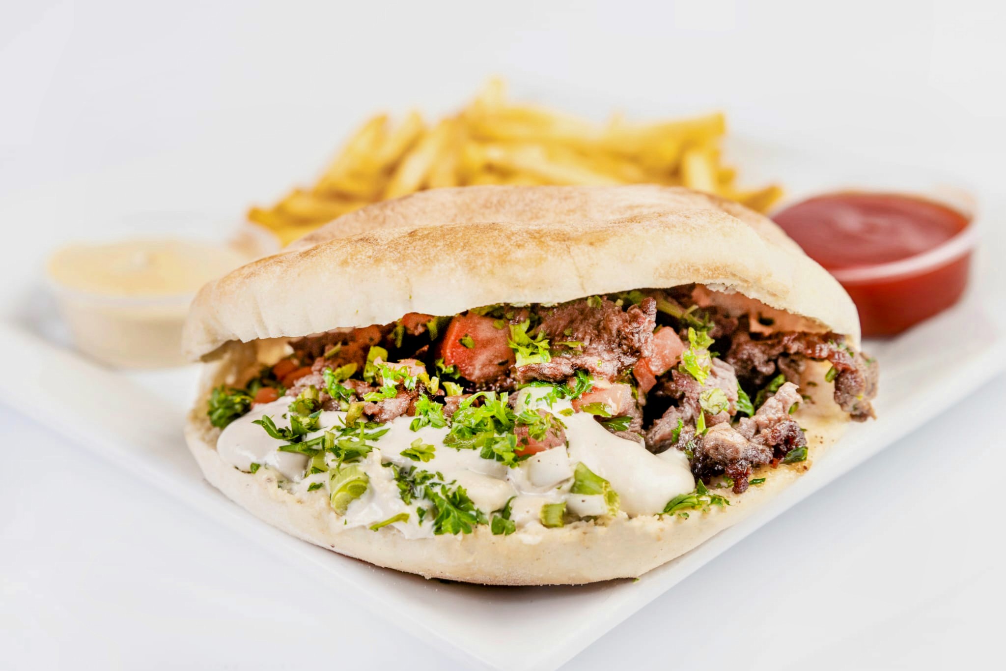 Order Beef Shawerma Sandwich food online from Cairo Restaurant & Cafe store, Anaheim on bringmethat.com