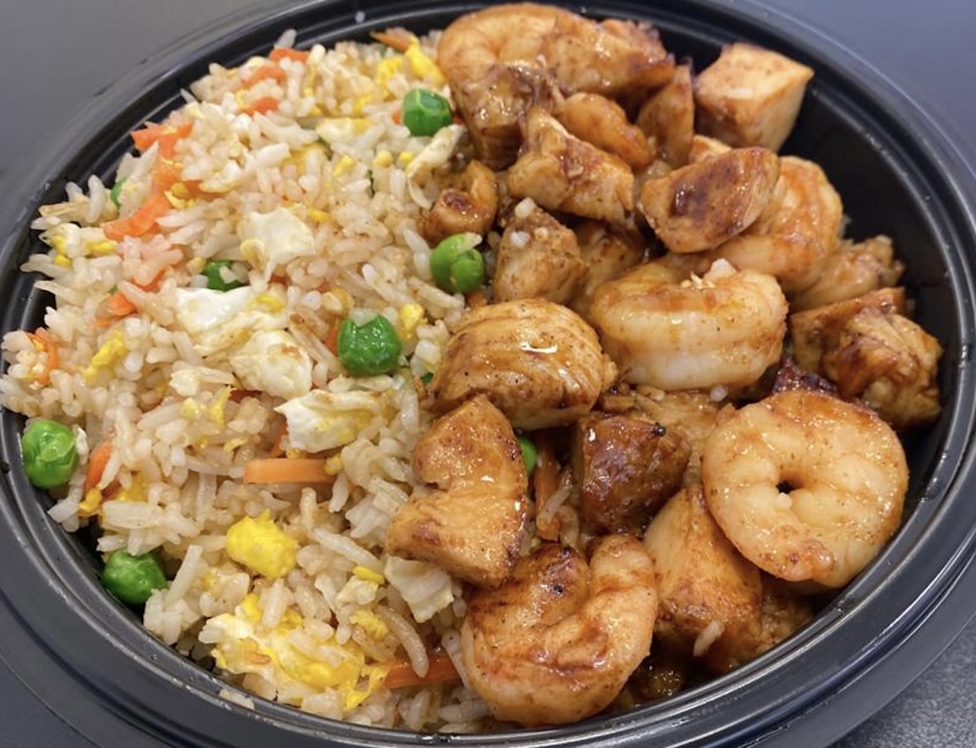 Order Chicken and Shrimp Plate with Egg Fried Rice food online from Fresh Millions Restaurant store, San Ramon on bringmethat.com