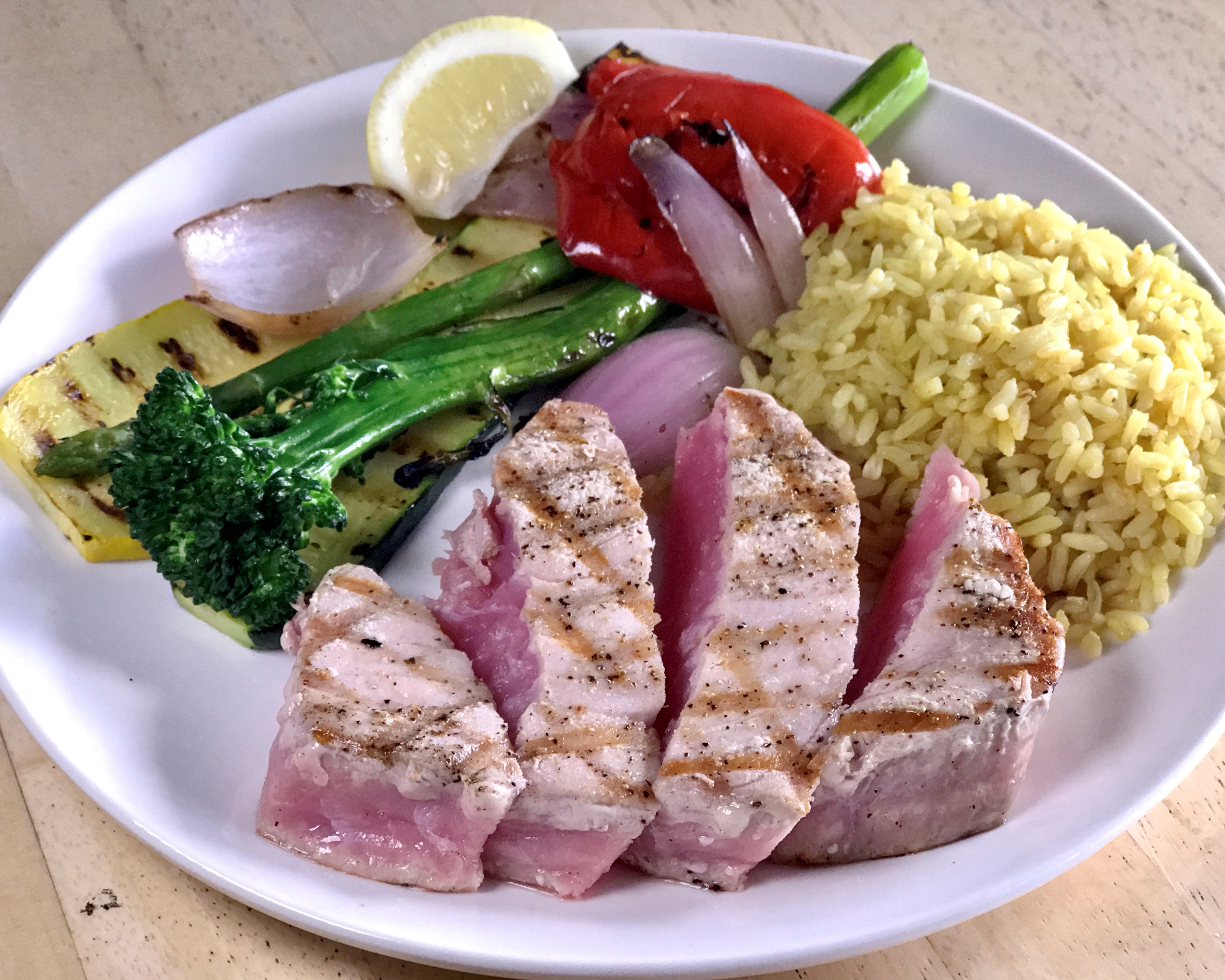 Order Ahi Tuna Plate (served rare) (w) food online from Bluesalt Fish Grill store, Redondo Beach on bringmethat.com