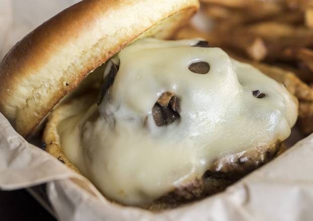 Order Mushroom and Swiss Burger food online from Mr Brews Taphouse store, Lawrence on bringmethat.com