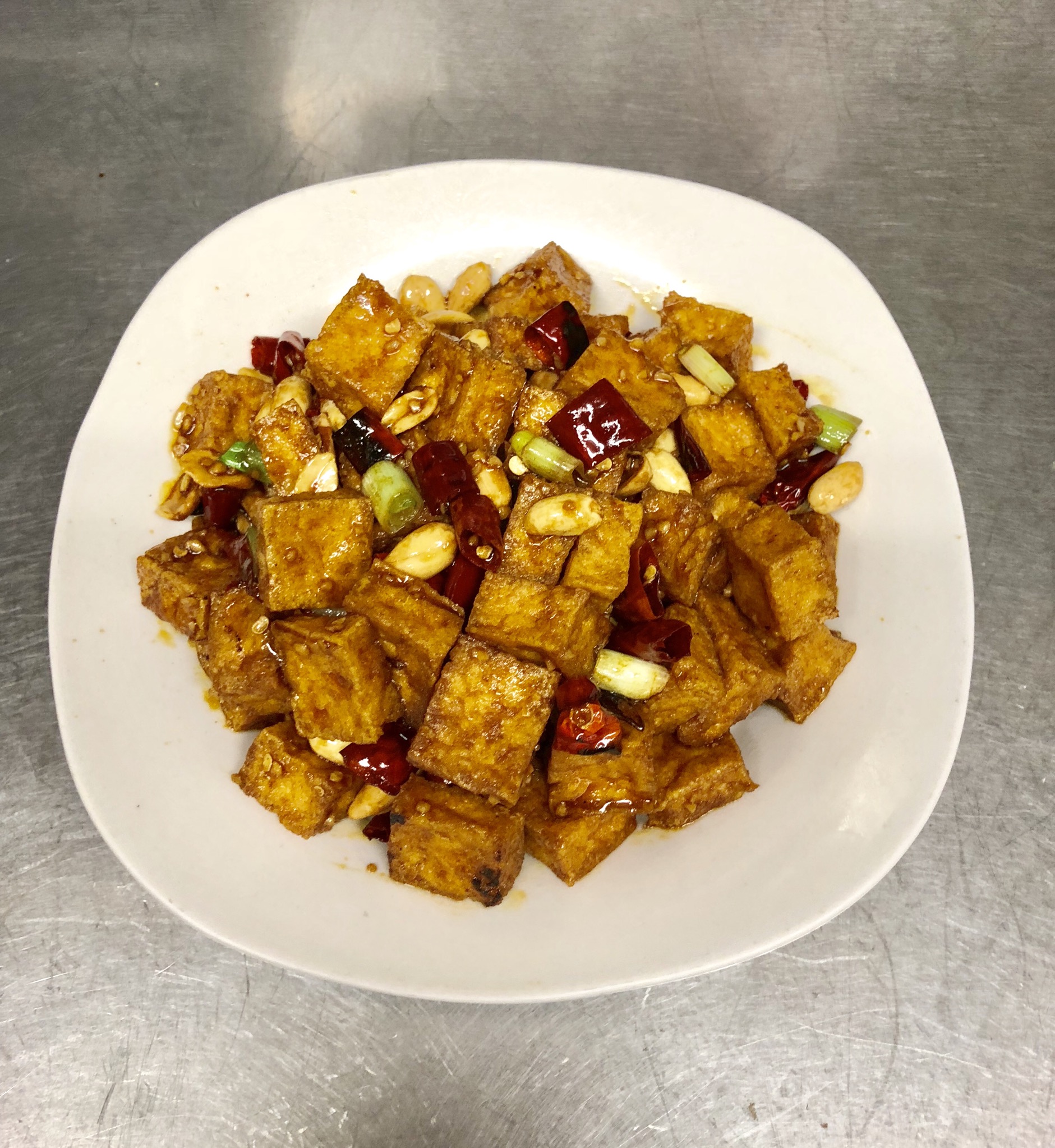 Order 54. Kung Pao with Tofu food online from M's Kitchen store, Artesia on bringmethat.com