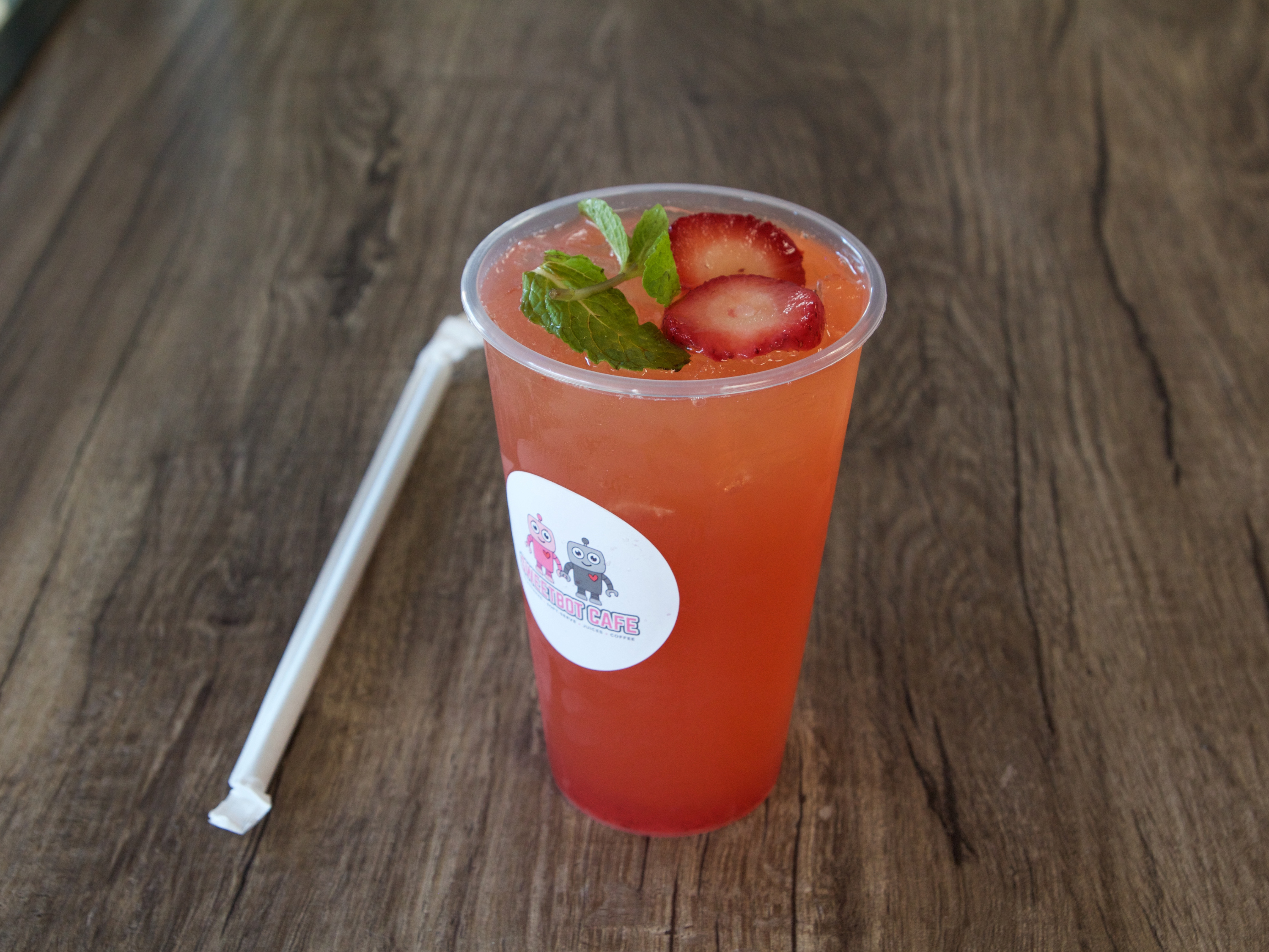 Order Strawberry Mint Lemon Tea food online from Sweetbot Cafe store, Stockton on bringmethat.com
