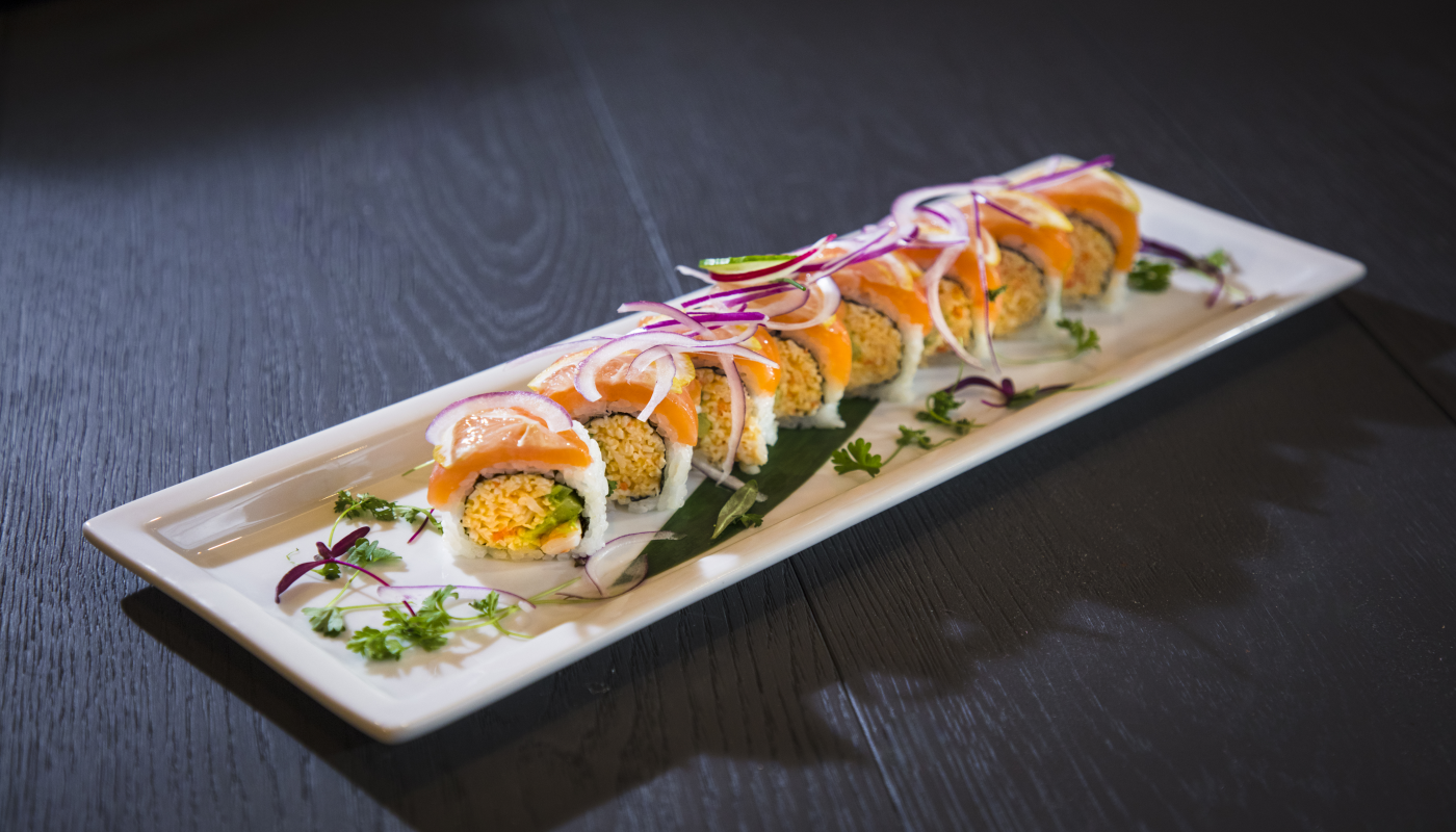 Order R3. Salmon Ceviche Roll food online from Starfish Sushi - Downey store, Downey on bringmethat.com