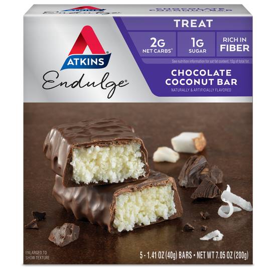 Order Atkins Endulge Treat Bar Chocolate Coconut (5 ct) food online from Rite Aid store, CONCORD on bringmethat.com