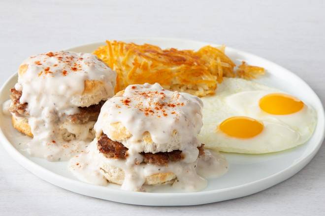 Order Biscuits & Gravy with Eggs* food online from Village Inn- Land O Lakes store, Land O Lakes on bringmethat.com