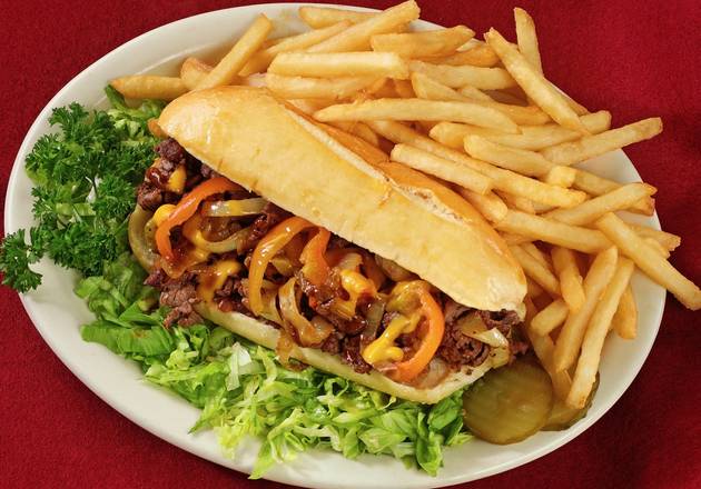 Order Philly Steak Sandwich Combo with Fries food online from American Steakhouse store, Meriden on bringmethat.com