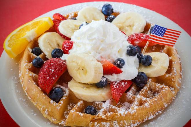Order Red, White & Blue Waffle food online from Eggs Up Grill store, Savannah on bringmethat.com