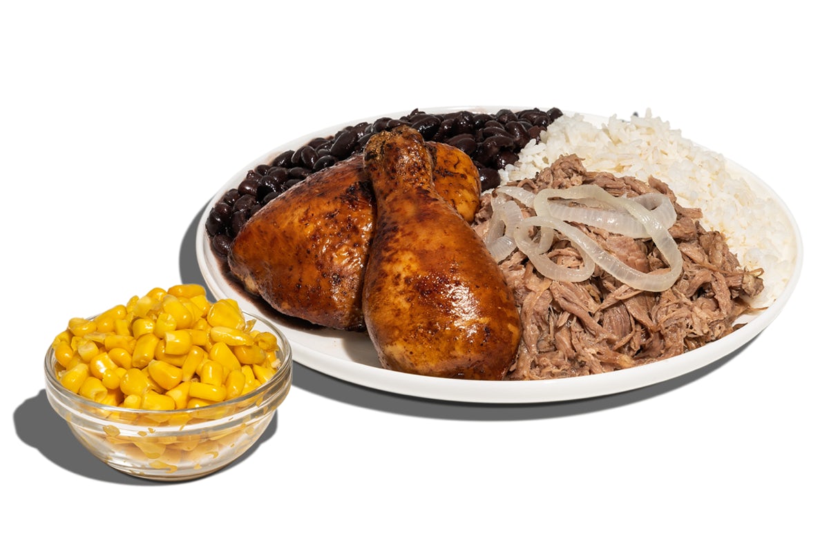 Order 1/4 Chk & Pork Duo - With Rice and Beans and 1 Additional Side food online from Pollo Tropical store, Pinecrest on bringmethat.com