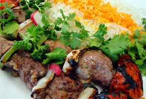 Order 8. Lamb Shish Kabob food online from Shiraz Shish Kabob store, College Station on bringmethat.com