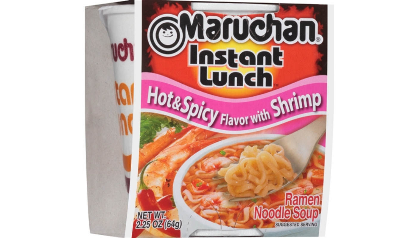 Order Maruchan Hot & Spicy With Shrimp Instant Lunch Ramen Noodle Soup 2.25oz food online from Foodland Liquor store, Santa Ana on bringmethat.com
