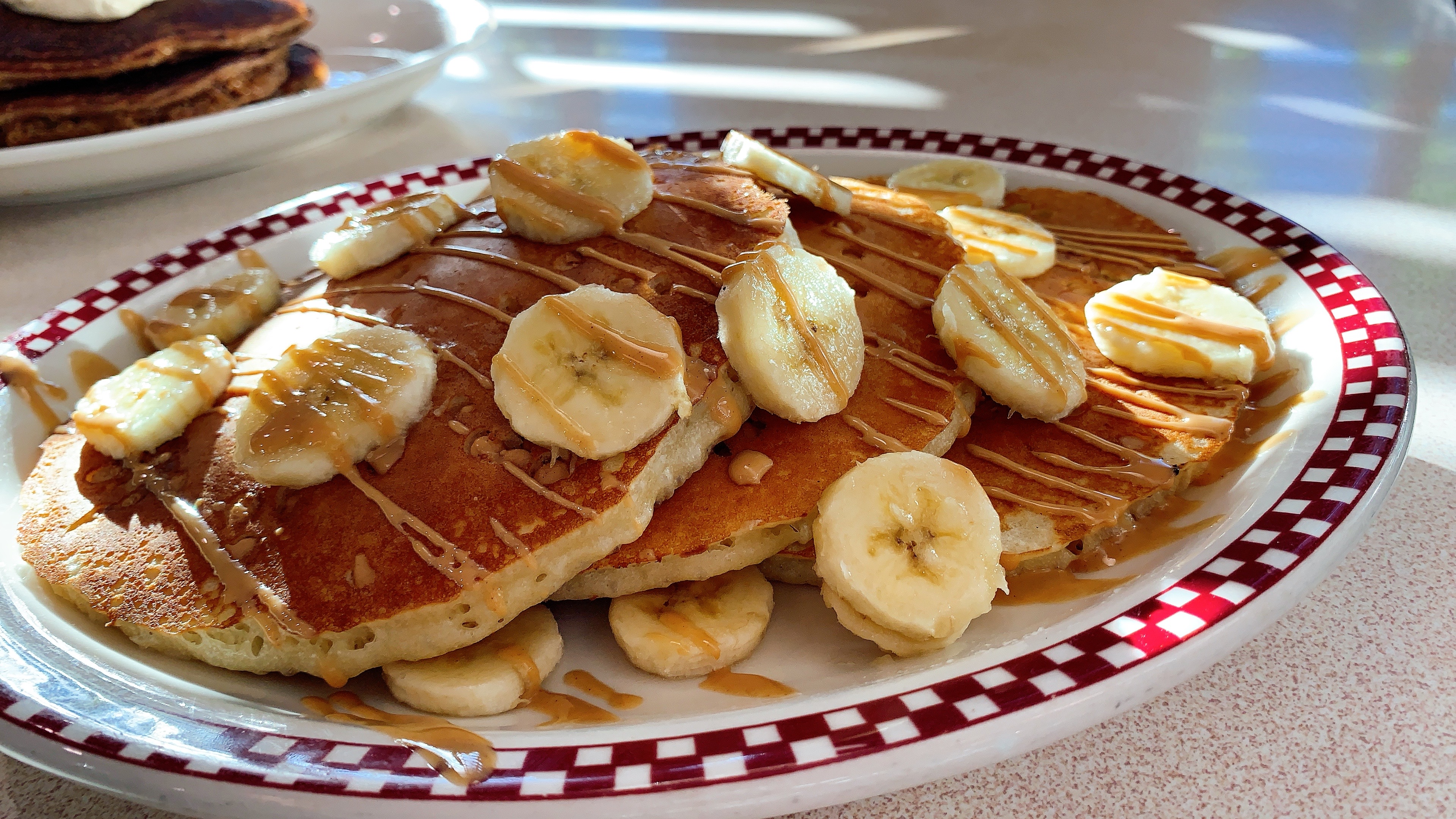 Order Peanut Butter & Banana Pancakes food online from Double T Diner store, Annapolis on bringmethat.com