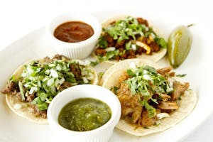 Order Tacos Beef with Everything (3) food online from Latino Deli Restaurant store, Bridgeport on bringmethat.com