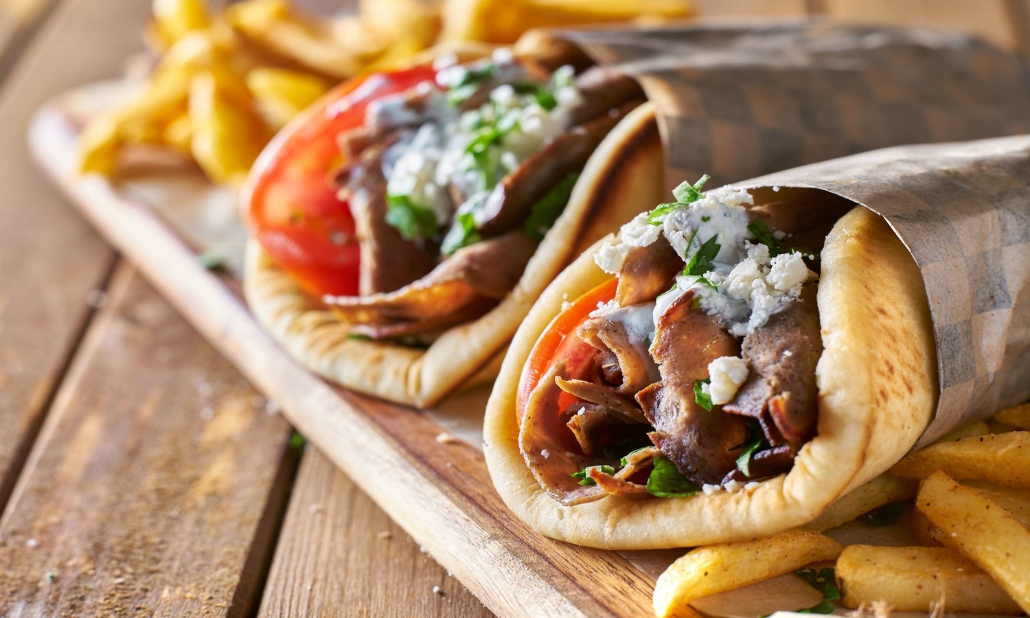 Order 2 Gyros&Fries  food online from Pizza Station store, Bellevue on bringmethat.com