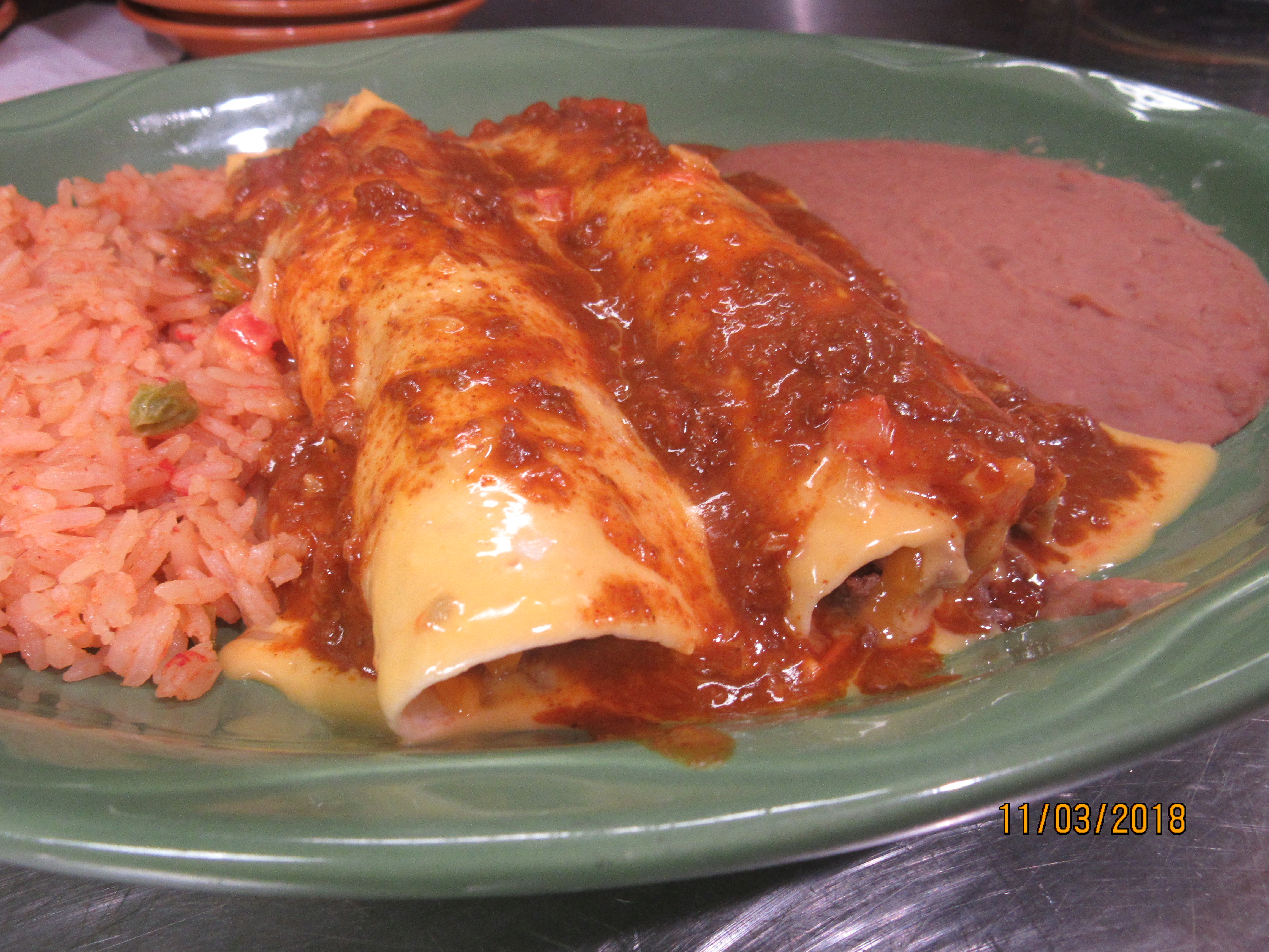 Order Messy Burrito Plate food online from Enchilada's store, Dallas on bringmethat.com