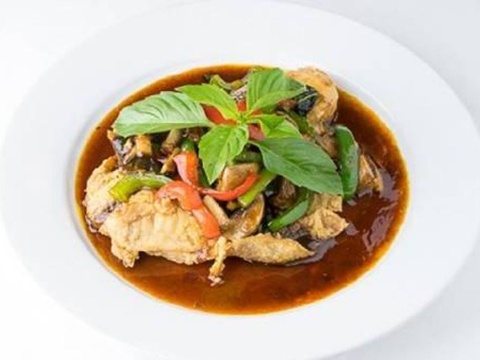 Order BASIL TILAPIA food online from Pinto Urban Thai Diner store, Richardson on bringmethat.com