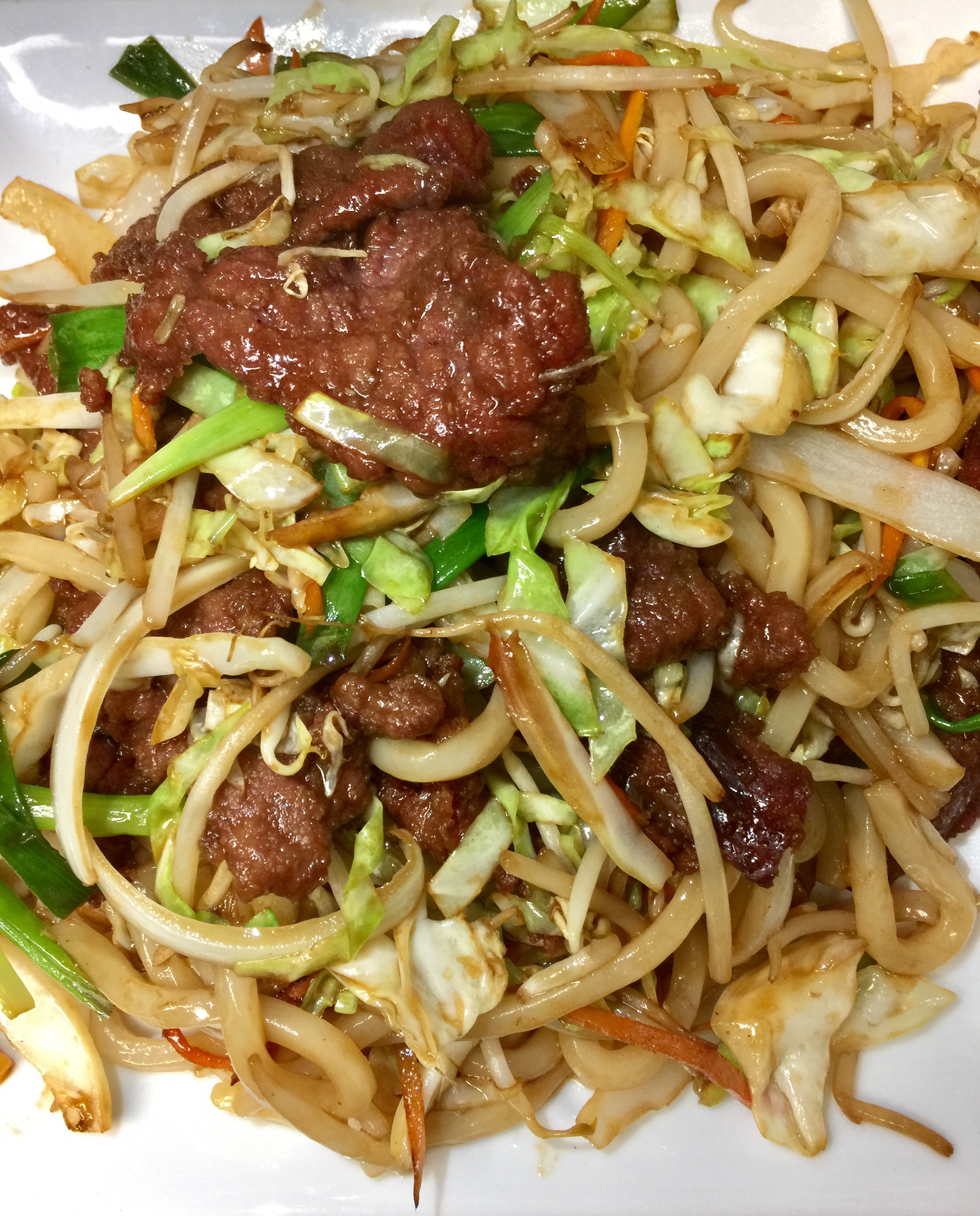Order 119. Beef Yaki Udon food online from Go Get em Chinese store, Rancho Cucamonga on bringmethat.com