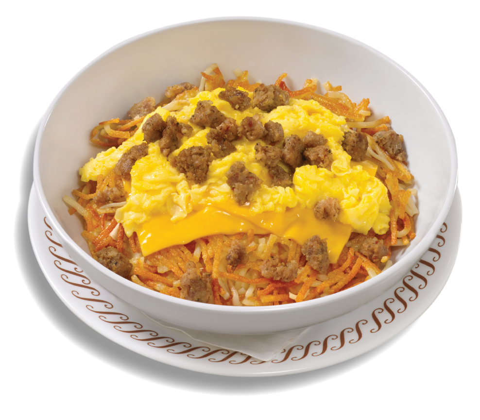 Order Sausage Egg & Cheese Hashbrown Bowl food online from Waffle House store, Centerville on bringmethat.com