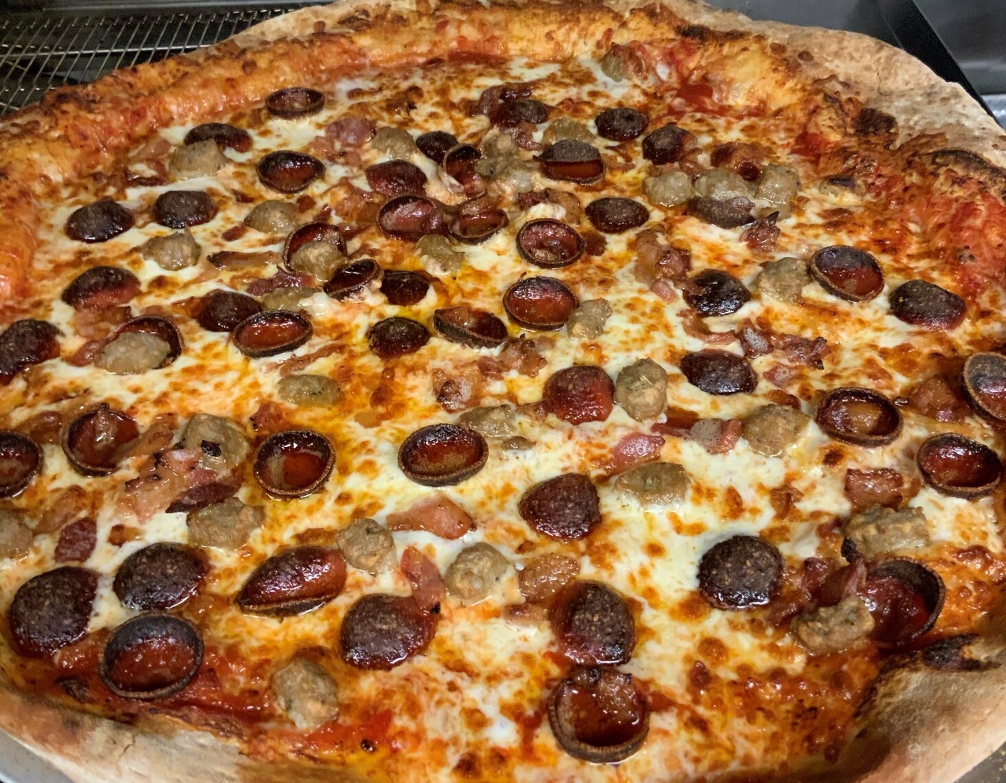 Order All Meat Pizza food online from Anchor Bar store, Williamsville on bringmethat.com