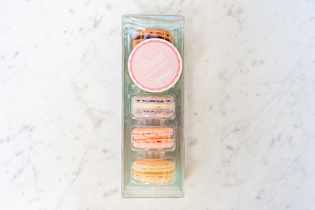 Order 5pk Macaron Pastel food online from Goddess And The Baker store, Chicago on bringmethat.com