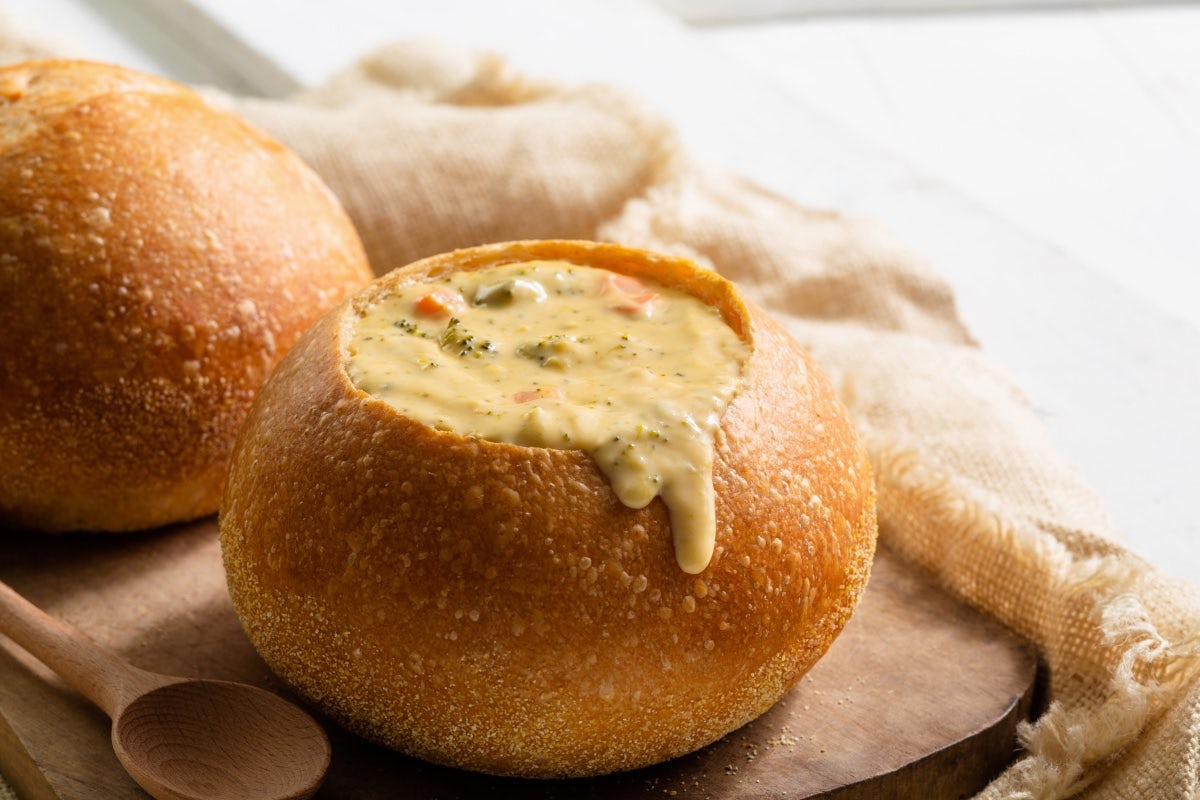 Order Soup in a Sourdough Bun food online from Kneaders Bakery & Cafe store, Saratoga Springs on bringmethat.com