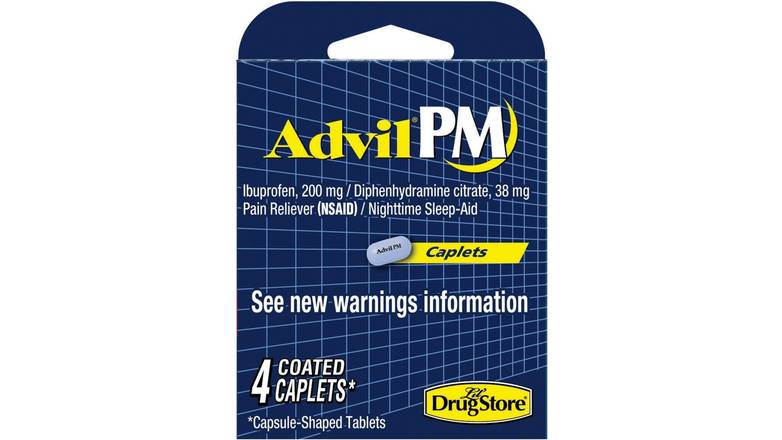 Order Advil Pm Pain Reliever And Sleep Aid Caplets - 4 Count food online from Trumbull Mobil store, Trumbull on bringmethat.com
