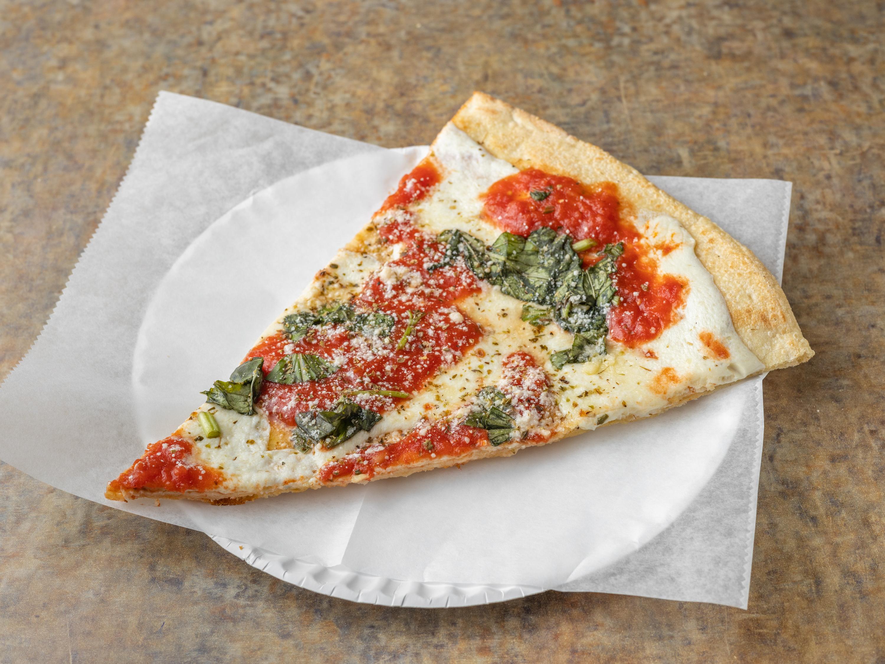Order Margherita Pizza Slice food online from The Pizza Place store, Hewlett on bringmethat.com