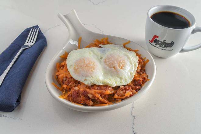 Order Corned Beef Hash Skillet food online from Talia's Cafe store, Allen on bringmethat.com