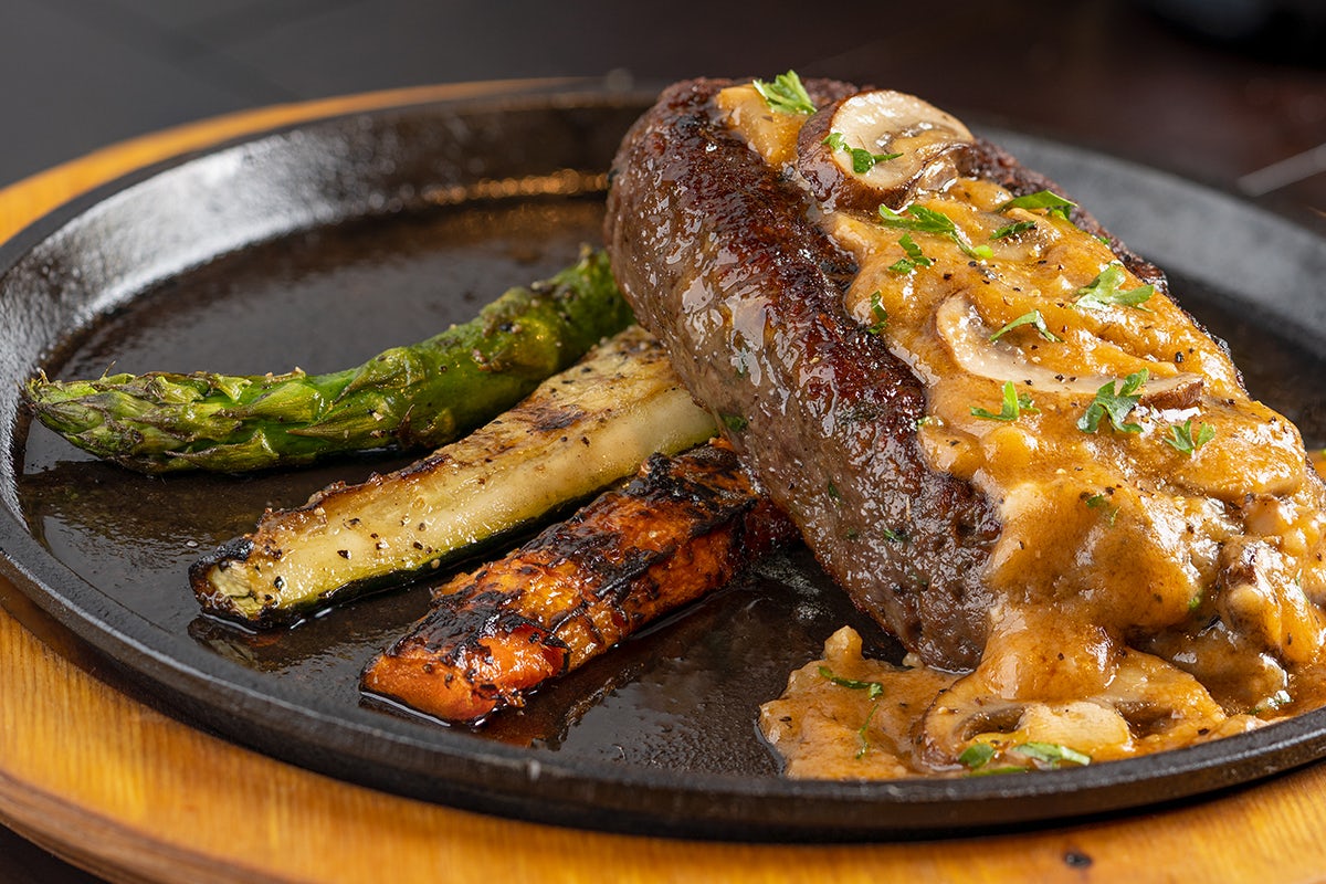 Order Vegan Chopped Steak | VE, VG food online from Perry Steakhouse & Grille store, Houston on bringmethat.com