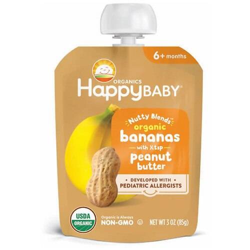 Order Happy Baby Nutty Blends Organic Banana & Peanut Butter Baby Food Pouch - 3.0 oz food online from Walgreens store, Portage on bringmethat.com
