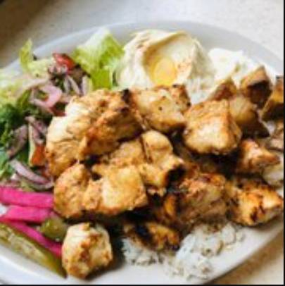 Order Chicken Kebob Plate food online from Cedars Restaurant store, Memphis on bringmethat.com