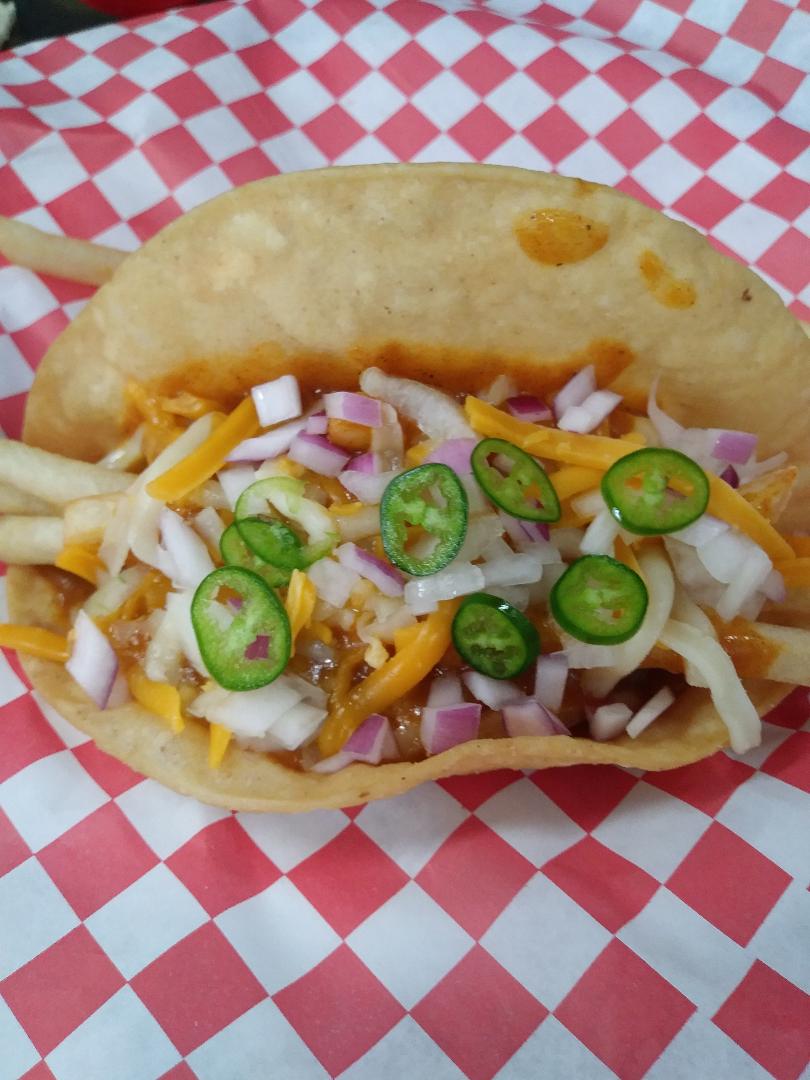 Order French Fried Hard Shell Taco food online from Tacos And Wings store, Sunland on bringmethat.com