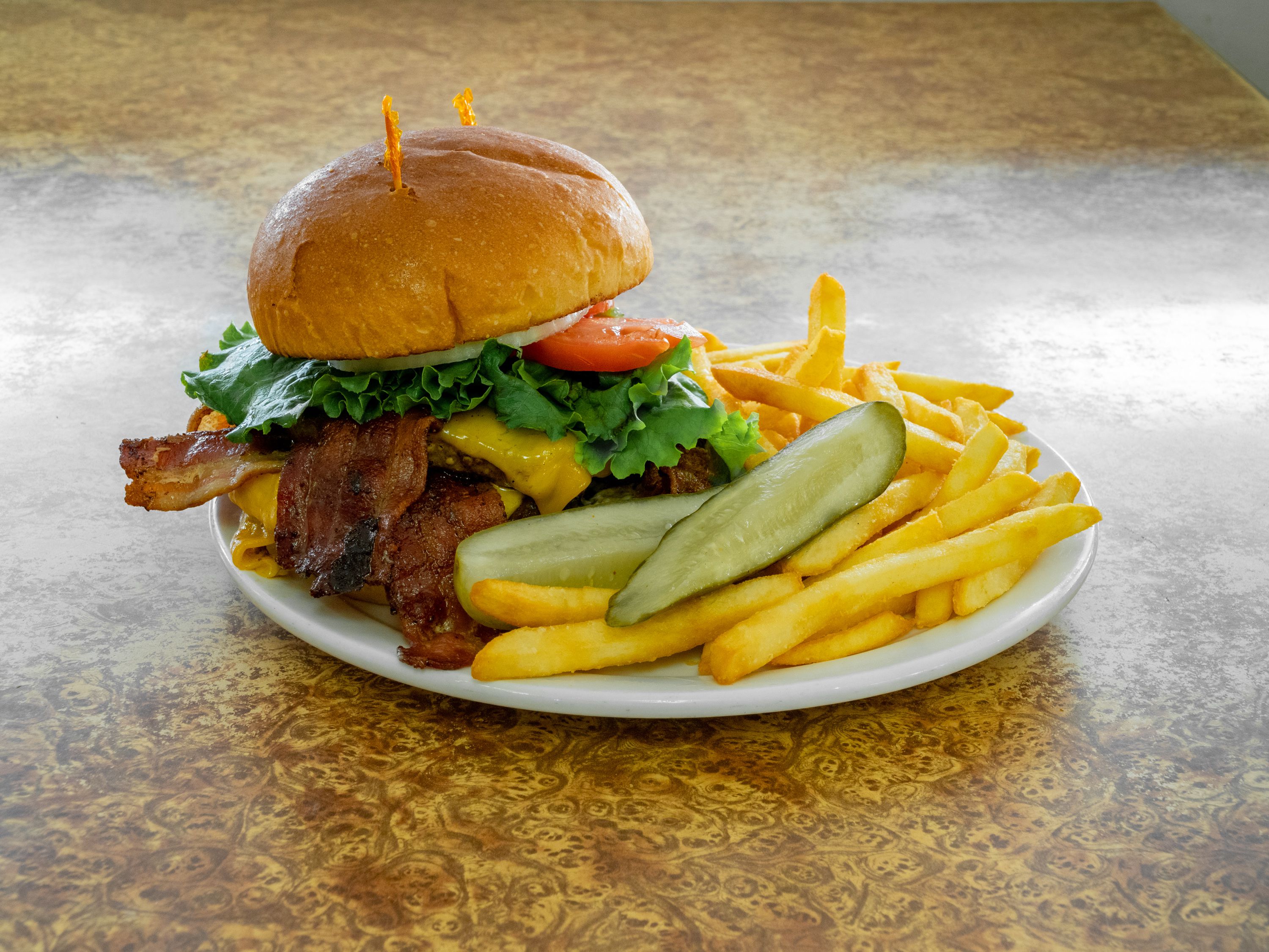 Order Double Bacon Cheeseburger food online from The Omelet House store, Stockton on bringmethat.com