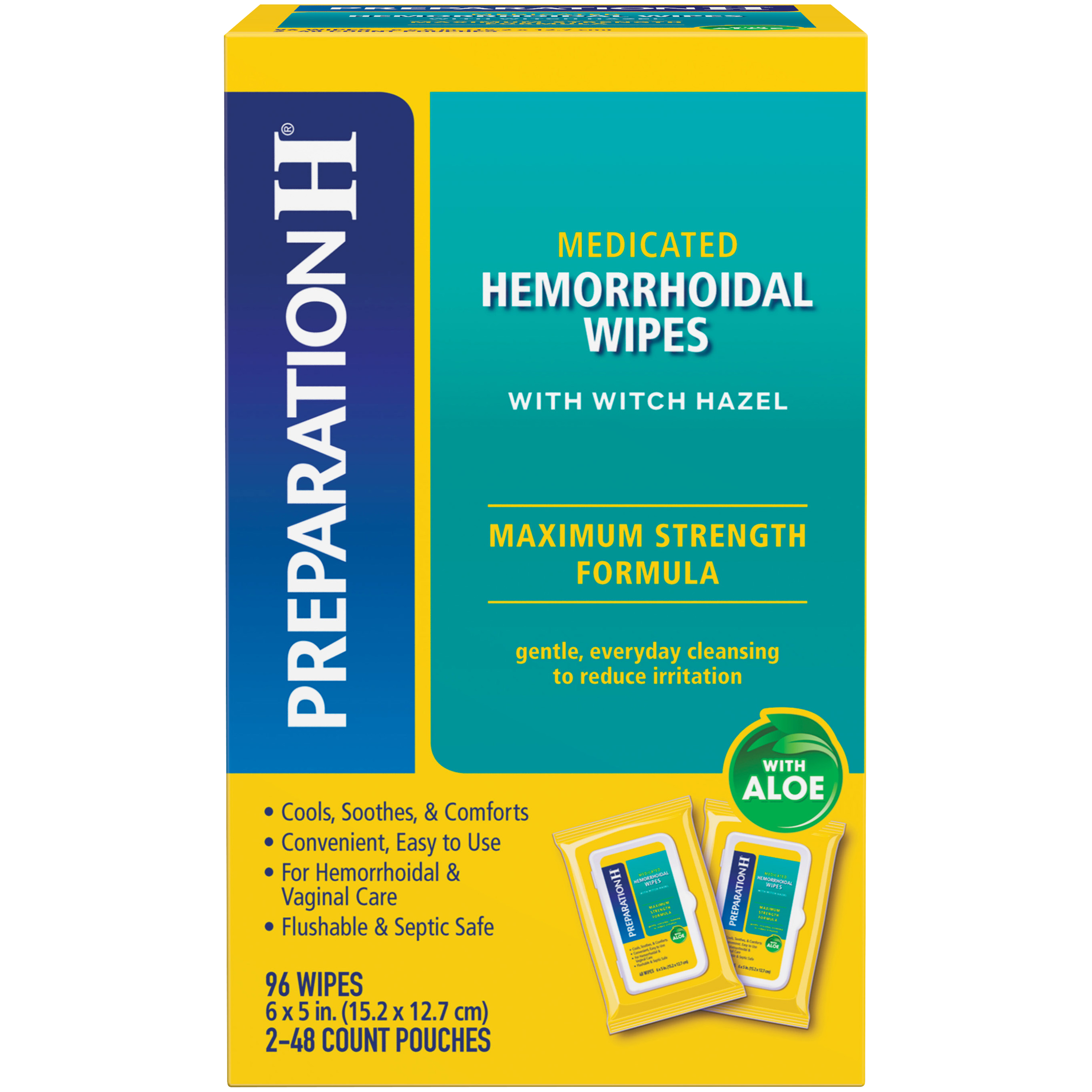 Order Preparation H Flushable Medicated Hemorrhoid Wipes - 96 ct food online from Rite Aid store, MILLER PLACE on bringmethat.com