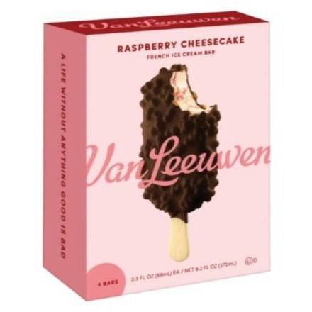 Order Van Leeuwen Raspberry Cheesecake Ice Cream Bar (4 bars) food online from Dolcezza Gelato store, Arlington on bringmethat.com