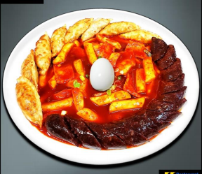 Order [D9] 떡순만 / Ddukbokki w/ Korean Sausage & Fried Dumplings food online from Jjang Restaurant store, Buena Park on bringmethat.com