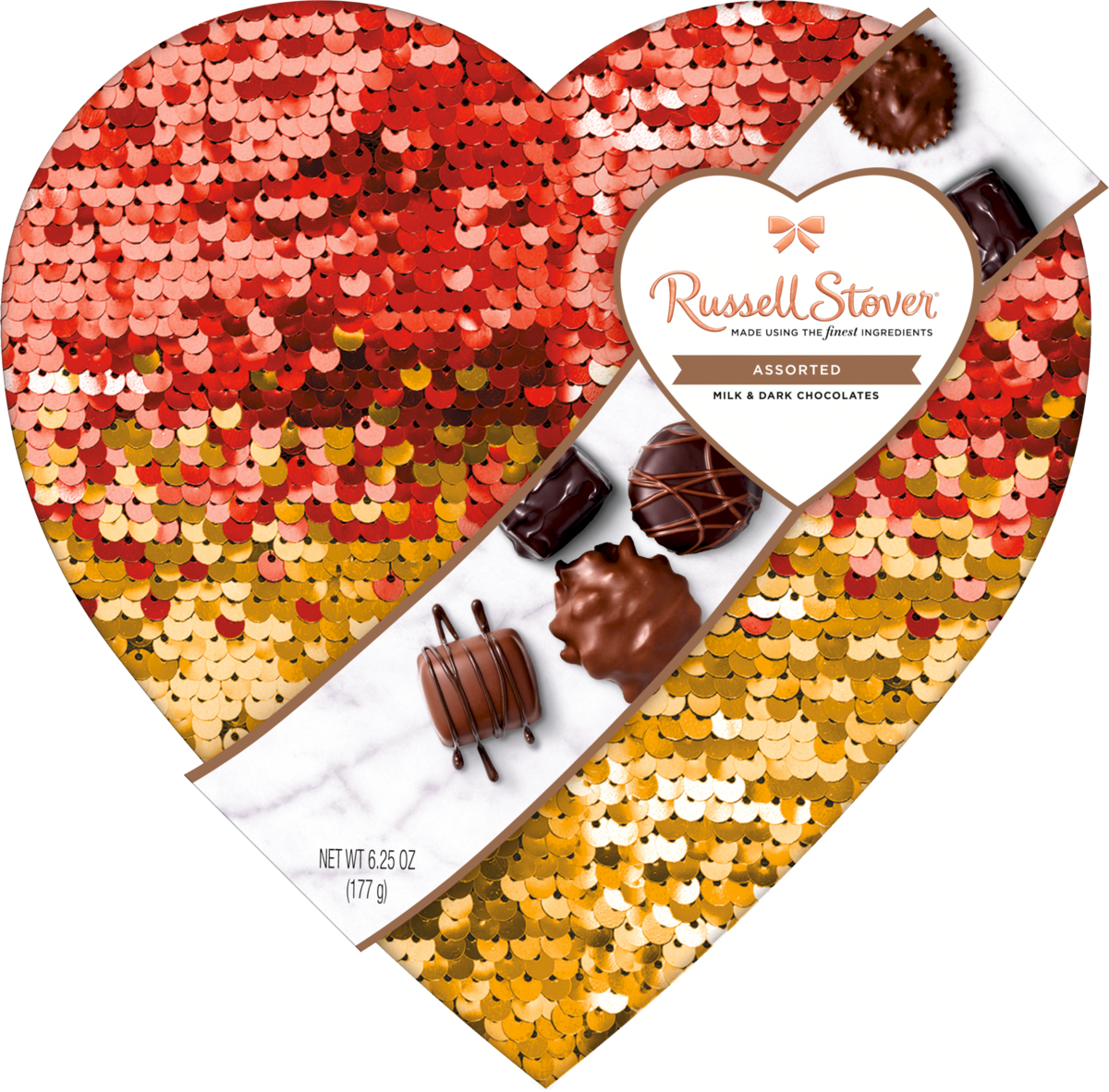 Order Russell Stover Double Sequin Heart Box - 6.25 oz food online from Rite Aid store, MILLER PLACE on bringmethat.com