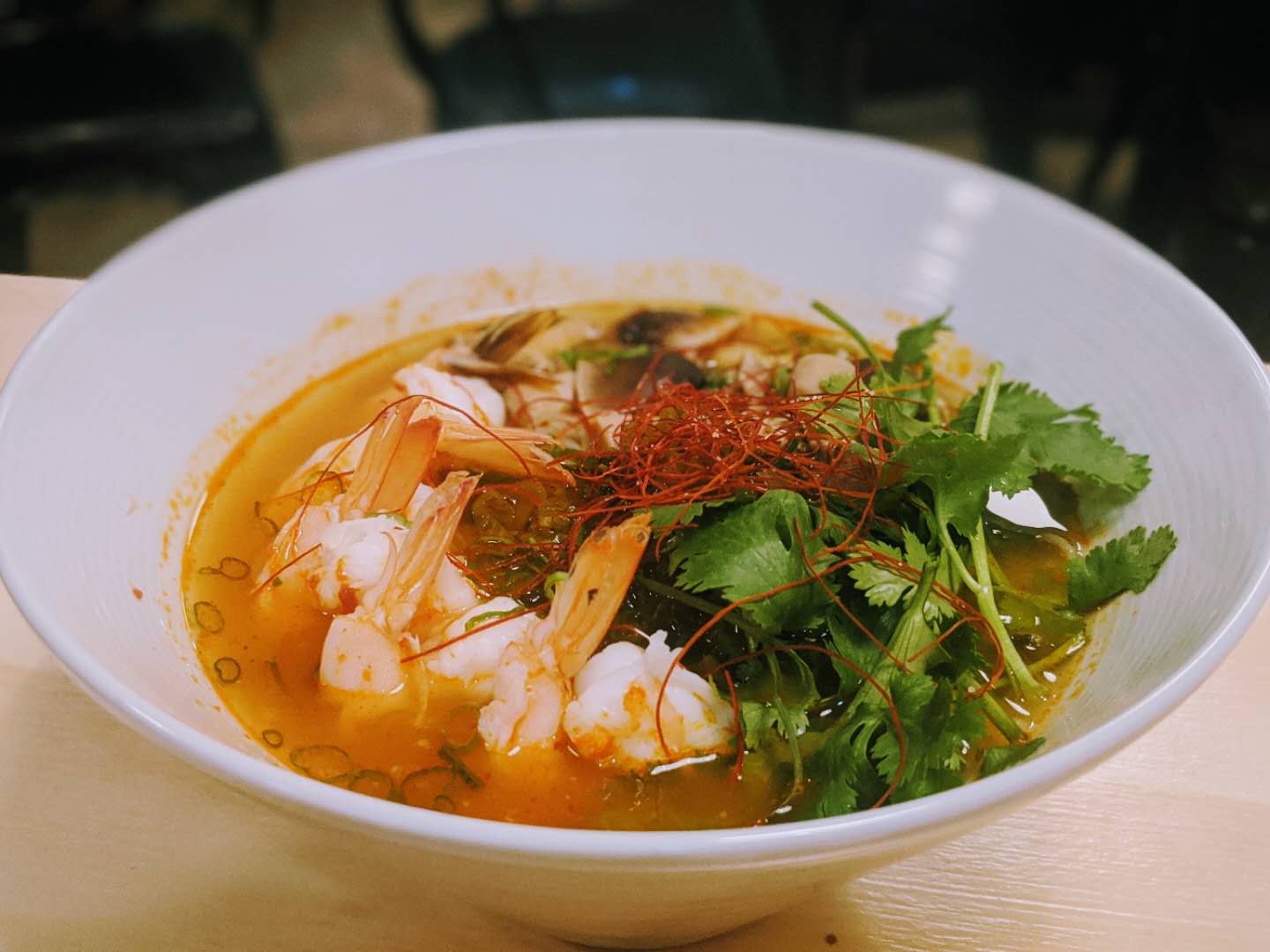 Order Shrimp Tom Yum Rice Noodle Soup food online from Shake Shake Crab store, New York on bringmethat.com
