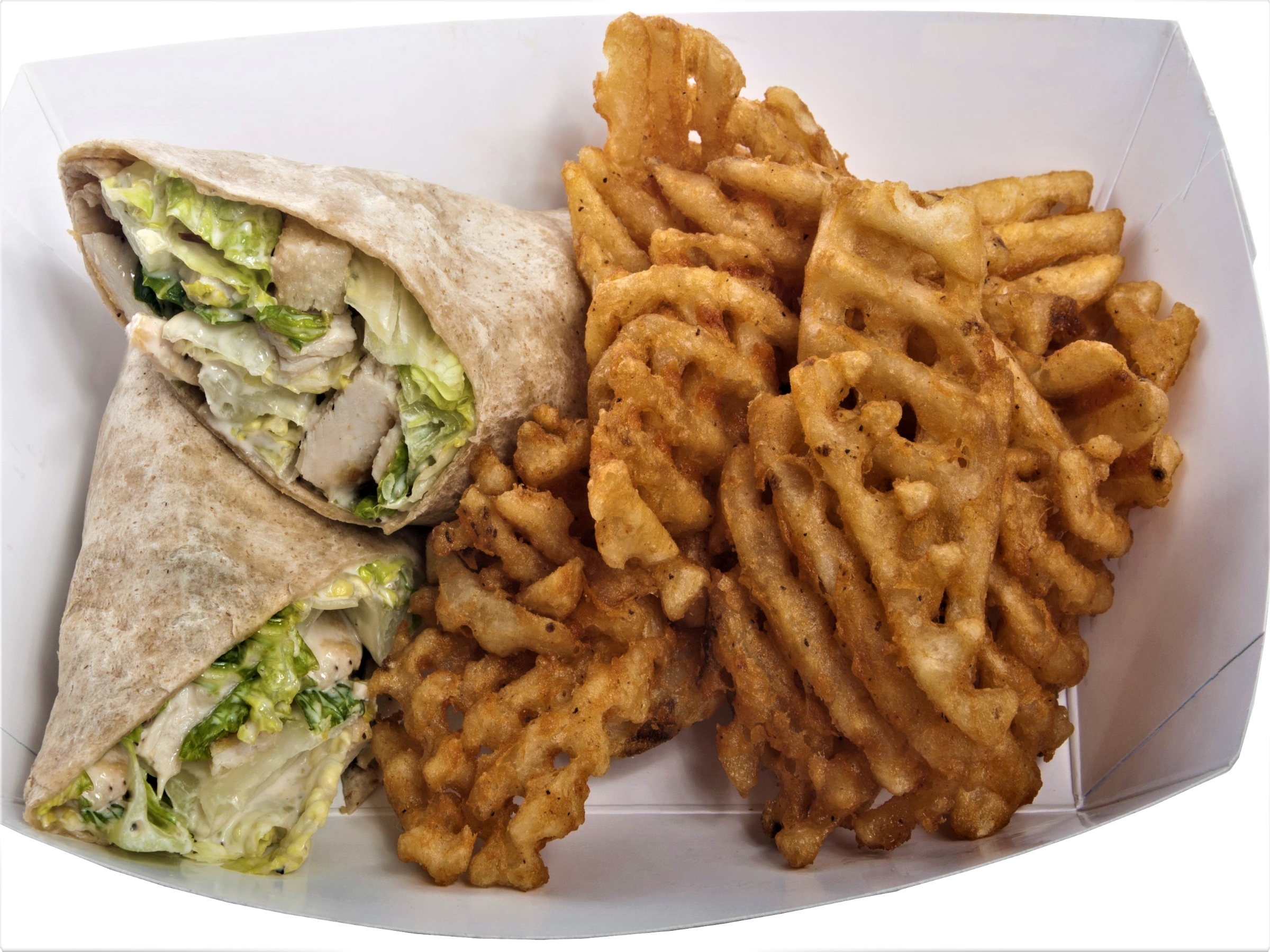 Order #4. Chicken or Shrimp Wrap food online from Atomic wings store, New York on bringmethat.com