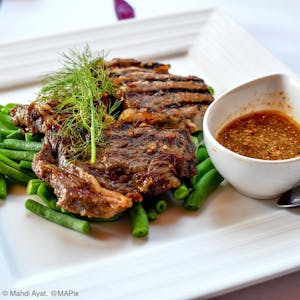 Order Thai BBQ Rib-Eye Steak food online from Mint Leaf Cuisine store, Saratoga on bringmethat.com
