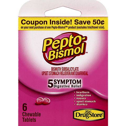 Order Pepto Bismol Chewable Tablets 6 Count food online from 7-Eleven store, Lakewood on bringmethat.com