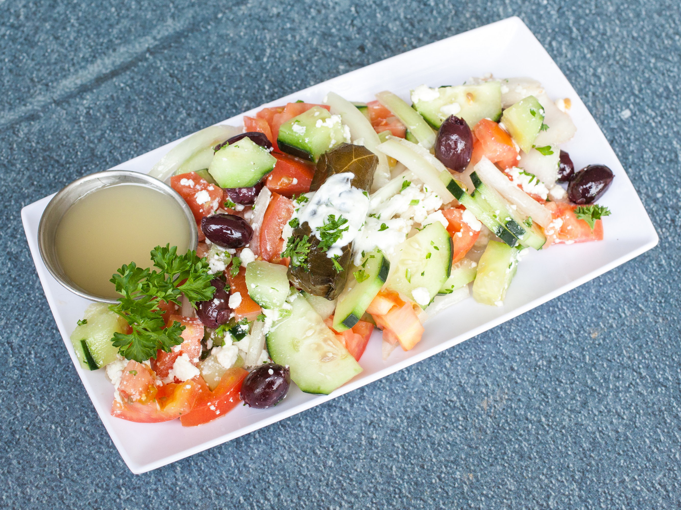 Order Authentic Greek Salad food online from Santorini Gyro Greek Food store, Cathedral City on bringmethat.com