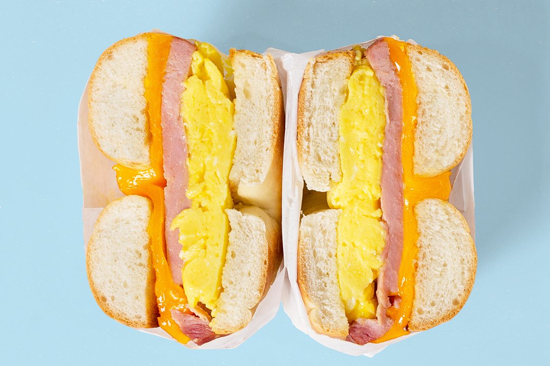 Order Ham Egg and Cheese Bagel food online from Rainbow Donuts store, Phoenix on bringmethat.com