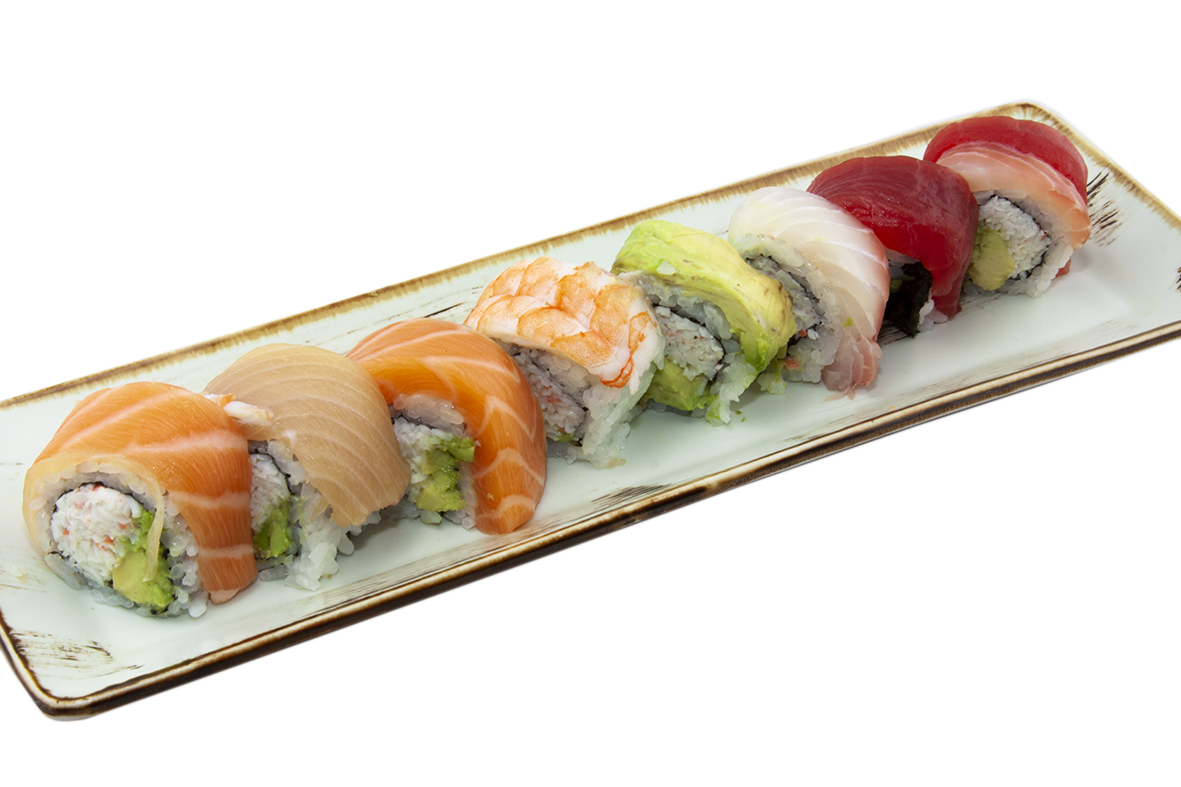 Order Rainbow Roll food online from Ginza Japanese Restaurant store, Oakland on bringmethat.com