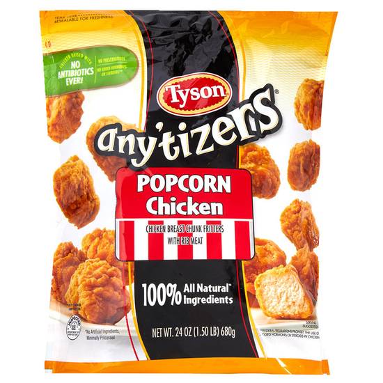 Order Tyson Any'tizers Frozen Popcorn Chicken Chunks 24oz food online from Everyday Needs by Gopuff store, San Luis Obispo on bringmethat.com
