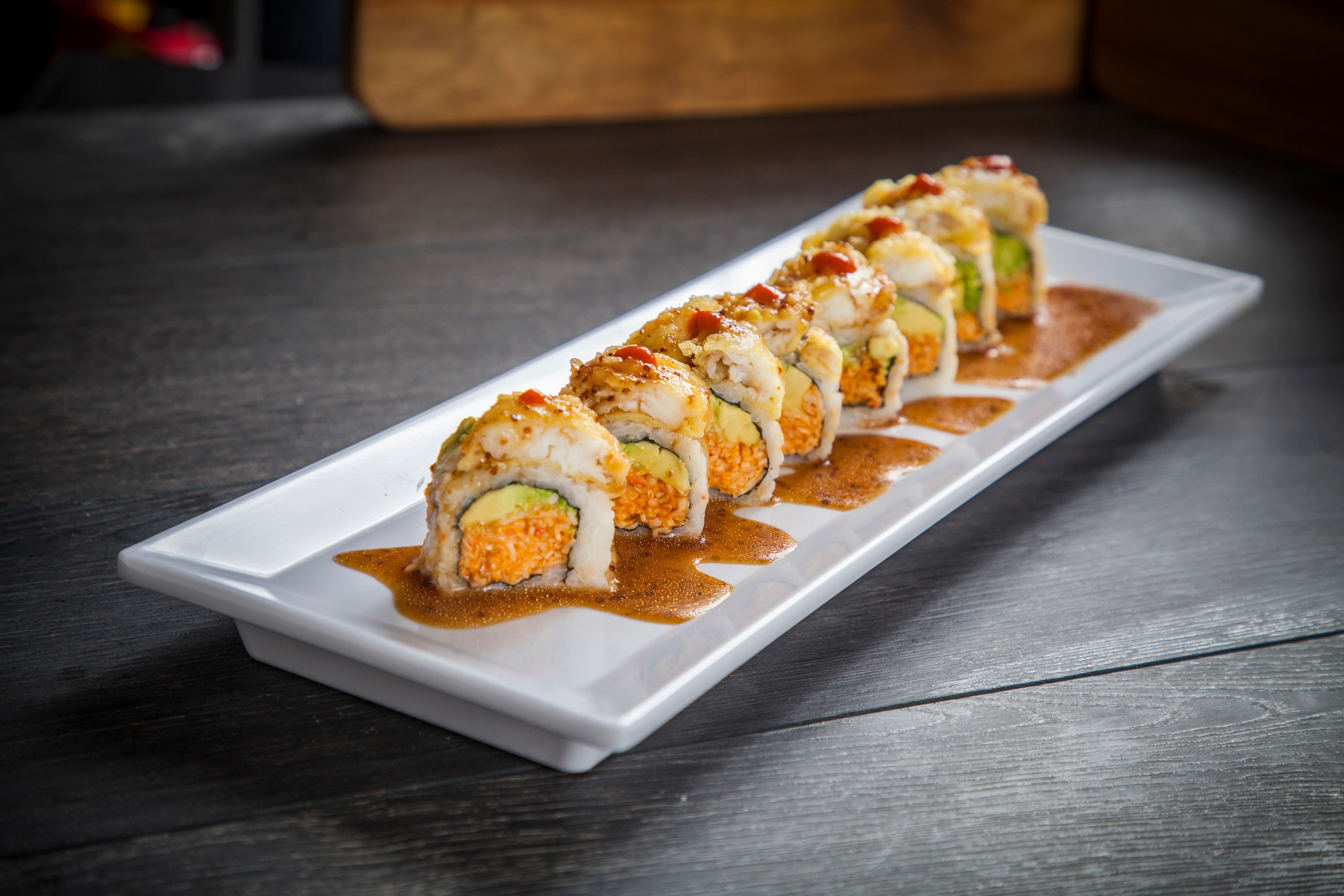 Order Gold Rush Roll food online from Ozen Sushi store, Norwalk on bringmethat.com
