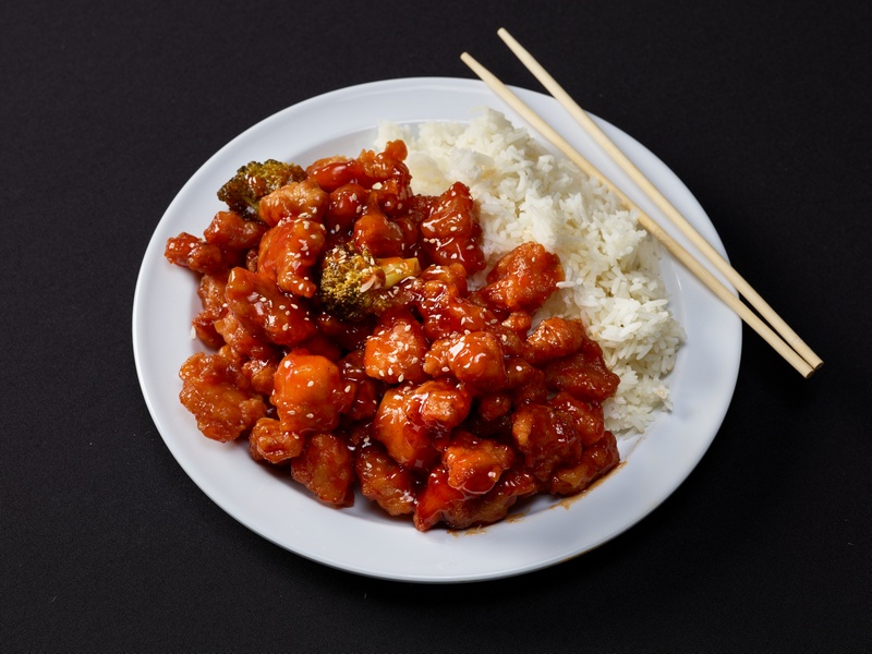 Order Orange Chicken Entree food online from China A Go Go store, Las Vegas on bringmethat.com