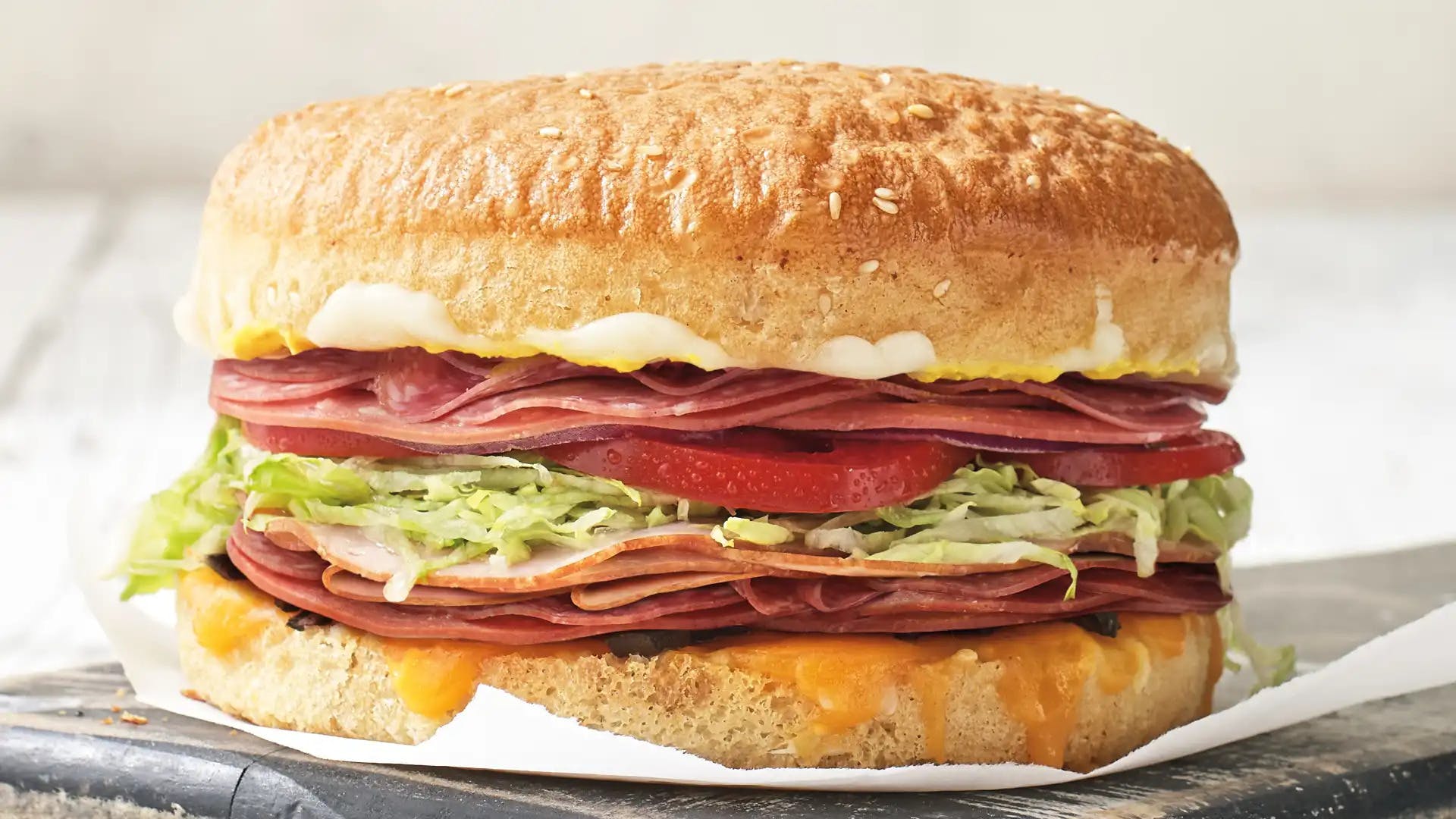 Order Deluxe Original Style Sandwich - Small food online from Schlotzsky's store, Madison on bringmethat.com